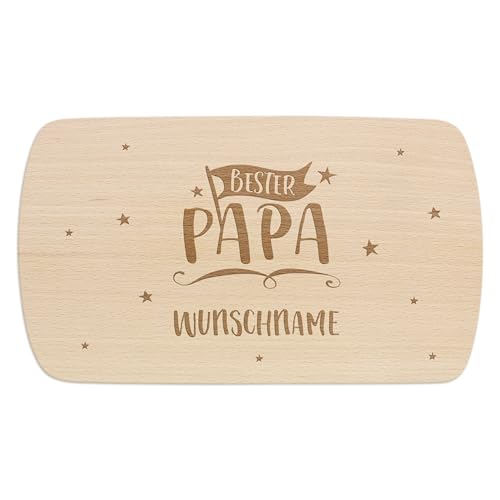 PrintPlanet® - Personalisiertes Holz-Frühstücksbrettchen mit Gravur - Schneidebrett mit Namen personalisiert - Motiv: Bester Papa von printplanet