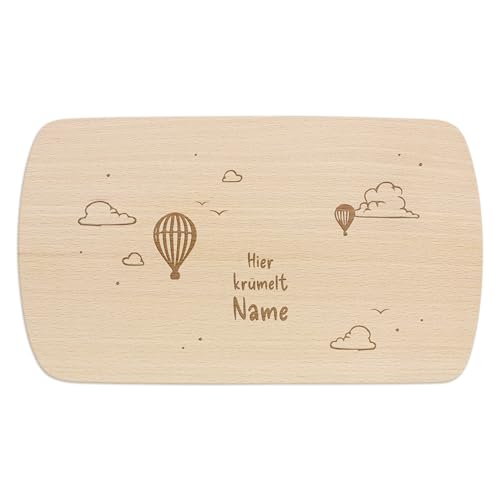 PrintPlanet® - Personalisiertes Holz-Frühstücksbrettchen mit Gravur - Schneidebrett mit Namen personalisiert - Motiv: Himmel von printplanet