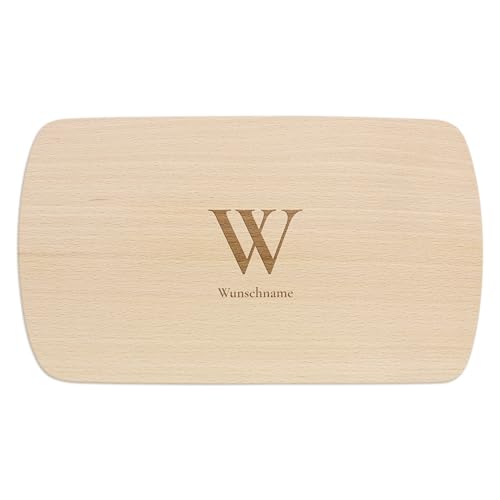 PrintPlanet® - Personalisiertes Holz-Frühstücksbrettchen mit Gravur - Schneidebrett mit Namen personalisiert - Motiv: Initiale von printplanet