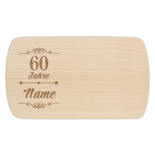 PrintPlanet® - Personalisiertes Holz-Frühstücksbrettchen mit Gravur - Schneidebrett mit Namen personalisiert - Motiv: Jubiläum von printplanet