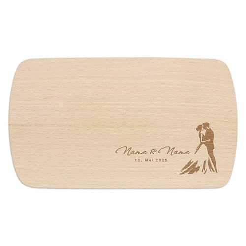PrintPlanet® - Personalisiertes Holz-Frühstücksbrettchen mit Gravur - Schneidebrett mit Namen personalisiert - Motiv: Liebe von printplanet