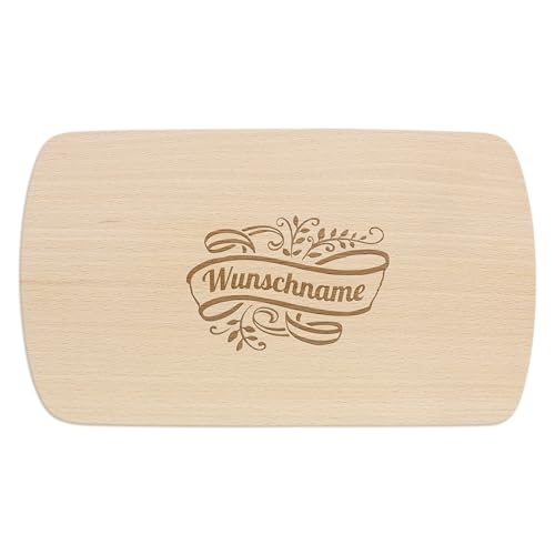 PrintPlanet® - Personalisiertes Holz-Frühstücksbrettchen mit Gravur - Schneidebrett mit Namen personalisiert - Motiv: Ornamente von printplanet