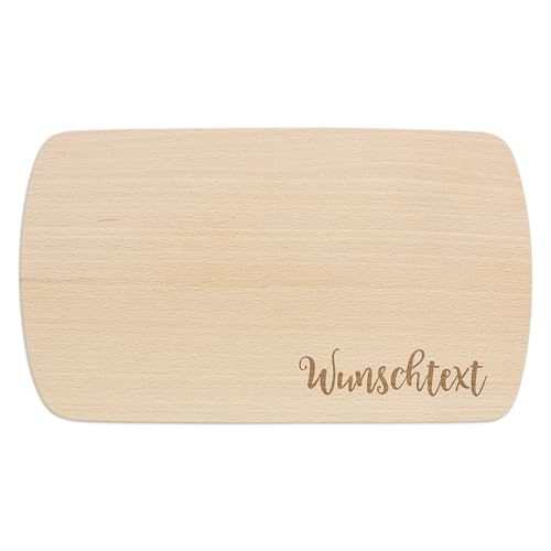 PrintPlanet® - Personalisiertes Holz-Frühstücksbrettchen mit Gravur - Schneidebrett mit Namen personalisiert - Motiv: Wunschtext 1. Zeilig von printplanet