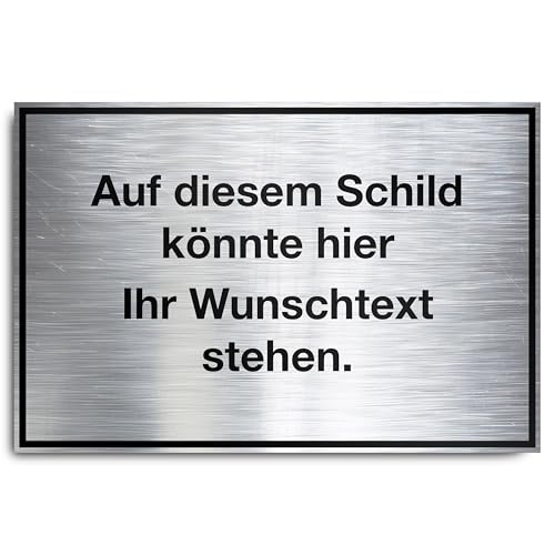 PrintPlanet® Schild mit eigenem Text personalisieren - Alu-Dibond 3 mm Silber - Verschiedene Größen - Farbe Weiß von printplanet