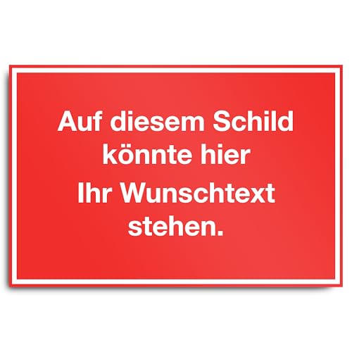 PrintPlanet® Schild mit eigenem Text personalisiert - Kunststoffplatte 10 mm - In Verschiedenen Größen - Farbe Rot von printplanet