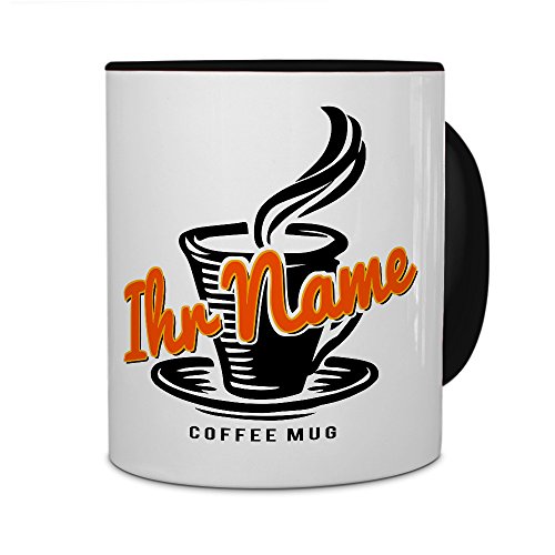 printplanet® Tasse mit Namen personalisiert - Motiv Coffee-Mug individuell gestalten - Farbvariante Schwarz von printplanet