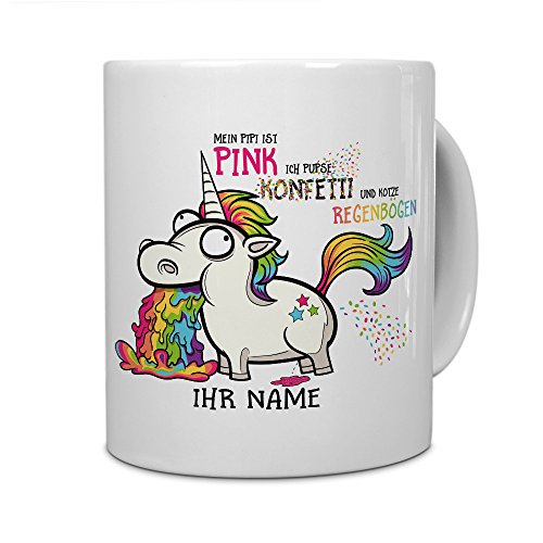 printplanet® Tasse mit Namen personalisiert - Motiv Einhorn individuell gestalten - Farbvariante Weiß von printplanet