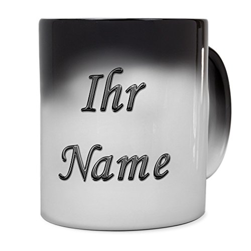 printplanet® Zaubertasse mit Namen personalisiert - Magic Mug - Motiv Chrom-Schriftzug individuell gestalten - Zauberbecher, magische Kaffeetasse von printplanet