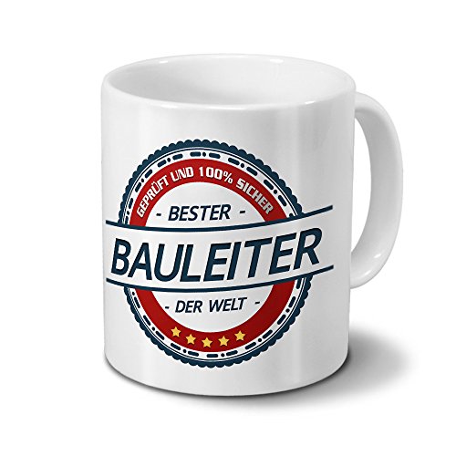 printplanet Tasse mit Beruf Bauleiter - Motiv Berufe - Kaffeebecher, Mug, Becher, Kaffeetasse - Farbe Weiß von printplanet