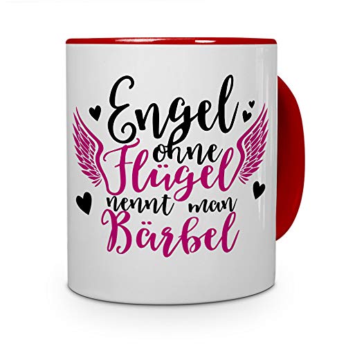 Tasse mit Namen Bärbel - Motiv Engel - Namenstasse, Kaffeebecher, Mug, Becher, Kaffeetasse - Farbe Rot von printplanet