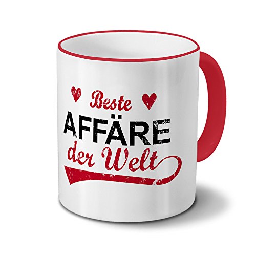 Tasse mit Namen Beste Affäre der Welt - Motiv Textart-Layout 3 - Namenstasse, Kaffeebecher, Mug, Becher, Kaffeetasse - Farbe Rot von printplanet