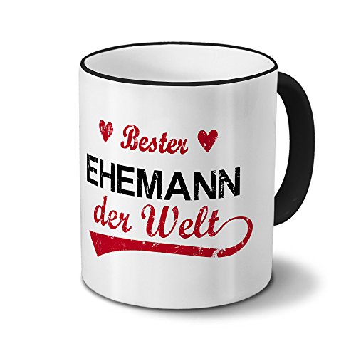 printplanet Tasse mit Namen Bester Ehemann der Welt - Motiv Textart-Layout 3 - Namenstasse, Kaffeebecher, Mug, Becher, Kaffeetasse - Farbe Schwarz von printplanet