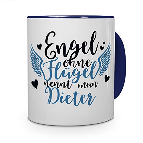 Tasse mit Namen Dieter - Motiv Engel - Namenstasse, Kaffeebecher, Mug, Becher, Kaffeetasse - Farbe Blau von printplanet
