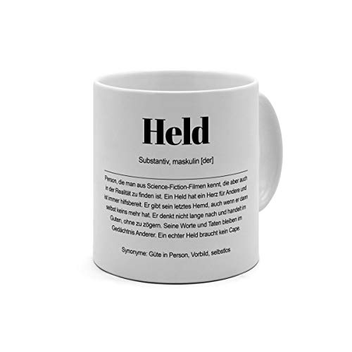 XL Tasse mit Definition Held - Tasse mit Spruch, Wörterbuchtasse, Geschenktasse, witzig, Kaffeebecher, Becher, Tasse, Becher - Farbe Weiß von printplanet