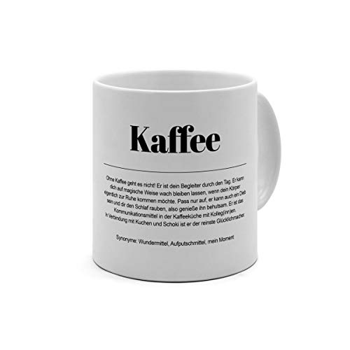 XL Tasse mit Definition Kaffee - Tasse mit Spruch, Wörterbuchtasse, Geschenktasse, witzig, Kaffeebecher, Becher, Tasse, Becher - Farbe Weiß von printplanet