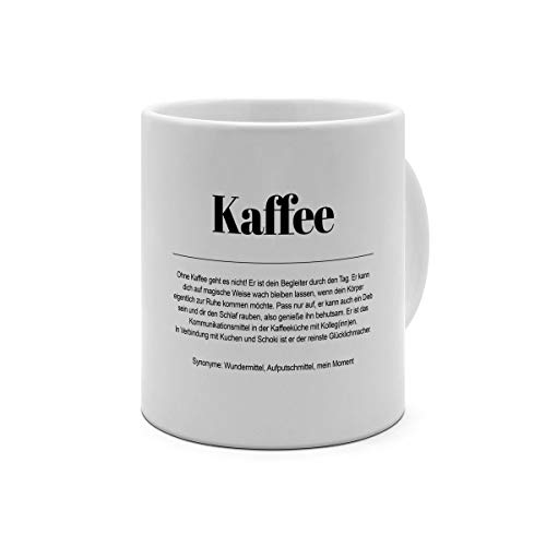 XXL Riesen-Tasse mit Definition Kaffee - Tasse mit Spruch, Wörterbuchtasse, Geschenktasse, witzig, Kaffeebecher, Becher, Jumbo-Tasse, Riesen-Becher - Farbe Weiß von printplanet
