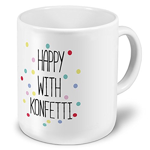 printplanet XXL Riesen-Tasse mit Spruch: Happy with konfetti - Kaffeebecher, Sprüchebecher Becher, Mug printplanet XXL Riesen-Tasse mit Spruch: Happy with konfetti - Kaffeebecher, Sprüchebecher Becher, Mug von printplanet