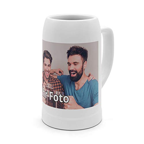 printplanet® Maßkrug 1 L mit Foto – personalisierter Bierkrug aus Steingut – Humpen selbst gestalten – Krug mit eigenem Motiv – Geschenkidee für Bierliebhaber – Spülmaschinenfest von printplanet