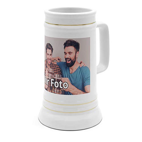 printplanet® Bierkrug mit Foto – personalisierter Ständerkrug 0,5 L – Krug selbst gestalten – Steinkrug mit eigenem Motiv – Geschenkidee für Bierliebhaber – Spülmaschinenfest von printplanet