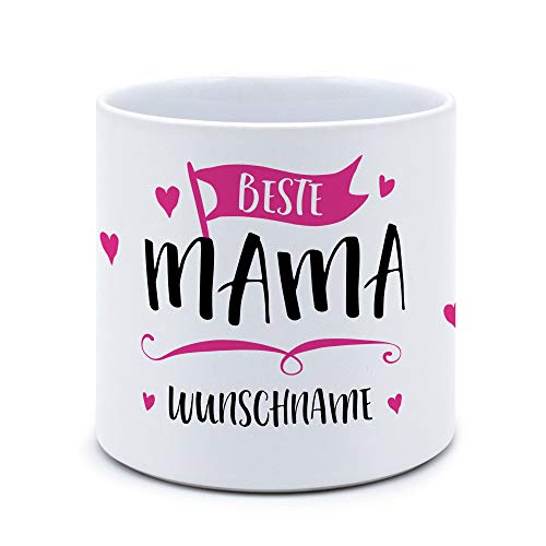 printplanet® - Blumentopf mit Namen oder Text selbst gestalten - Pflanztopf Bedrucken - Motiv: Beste Mama von printplanet