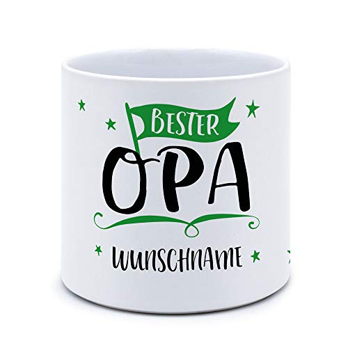 printplanet® - Blumentopf mit Namen oder Text selbst gestalten - Pflanztopf Bedrucken - Motiv: Bester Opa von printplanet