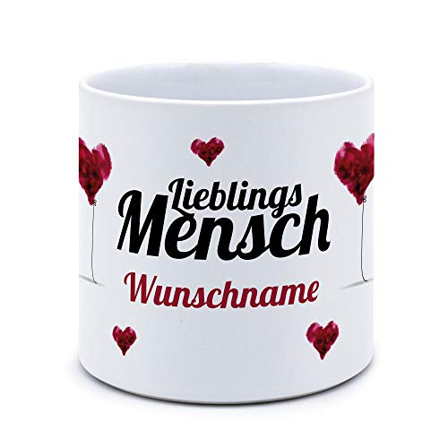 printplanet® - Blumentopf mit Namen oder Text selbst gestalten - Pflanztopf Bedrucken - Motiv: Lieblingsmensch von printplanet