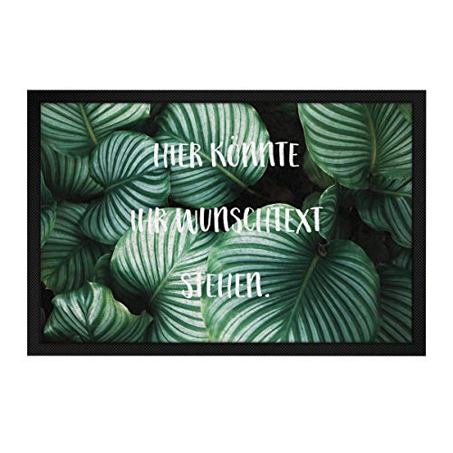 printplanet® - Fußmatte mit eigenem Text Bedrucken - Fussmatte mit Namen oder Wunschtext selbst gestalten - 60 cm x 40 cm - Aufdruck Blumen Muster von printplanet