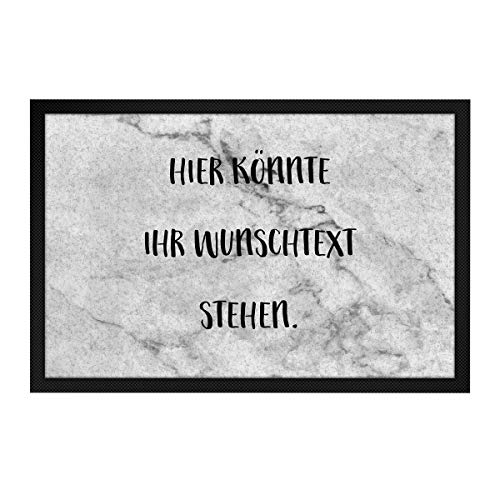 printplanet® - Fußmatte mit eigenem Text Bedrucken - Fussmatte mit Namen oder Wunschtext selbst gestalten - 60 cm x 40 cm - Aufdruck Mamor Muster von printplanet