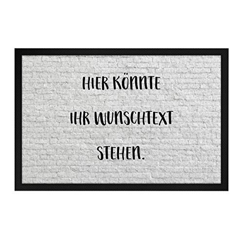 printplanet® - Fußmatte mit eigenem Text Bedrucken - Fussmatte mit Namen oder Wunschtext selbst gestalten - 60 cm x 40 cm - Aufdruck Mauer Muster von printplanet