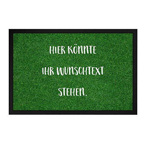 printplanet® - Fußmatte mit eigenem Text Bedrucken - Fussmatte mit Namen oder Wunschtext selbst gestalten - 60 cm x 40 cm - Aufdruck Rasen Muster von printplanet