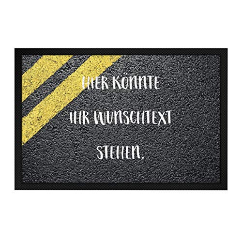 printplanet® - Fußmatte mit eigenem Text Bedrucken - Fussmatte mit Namen oder Wunschtext selbst gestalten - 60 cm x 40 cm - Aufdruck Straße Muster von printplanet