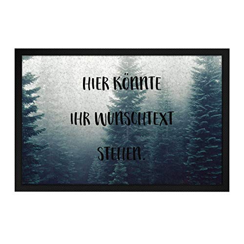 printplanet® - Fußmatte mit eigenem Text Bedrucken - Fussmatte mit Namen oder Wunschtext selbst gestalten - 60 cm x 40 cm - Aufdruck Wald Muster von printplanet