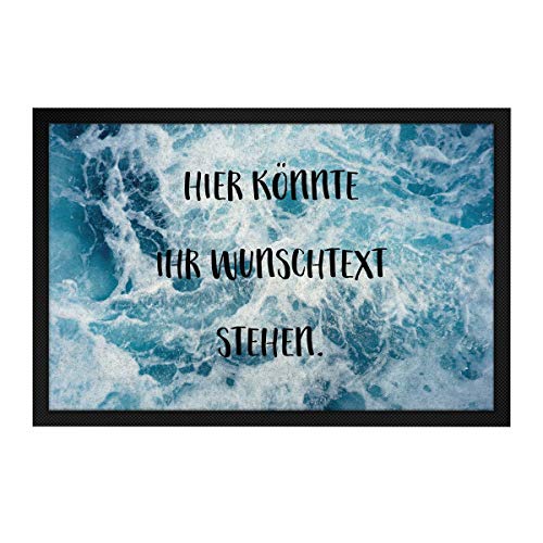 printplanet® - Fußmatte mit eigenem Text Bedrucken - Fussmatte mit Namen oder Wunschtext selbst gestalten - 60 cm x 40 cm - Aufdruck Wasser Muster von printplanet