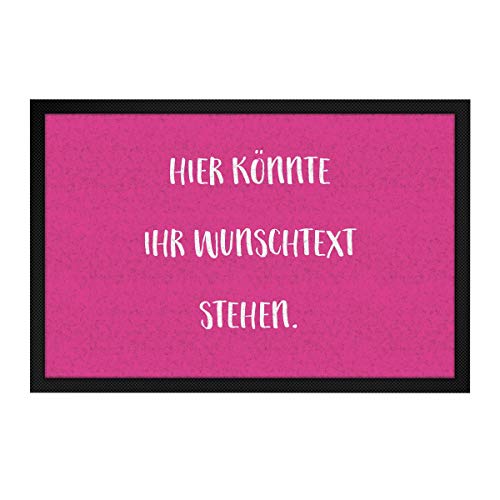 printplanet® - Fußmatte mit eigenem Text Bedrucken - Fussmatte mit Namen oder Wunschtext selbst gestalten - 60 cm x 40 cm - Pink von printplanet