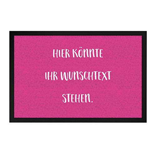 printplanet® - Fußmatte mit eigenem Text Bedrucken - Fussmatte mit Namen oder Wunschtext selbst gestalten - 60 cm x 40 cm - Pink von printplanet