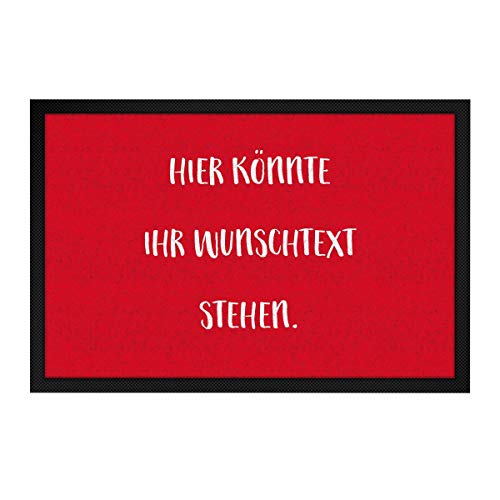 printplanet® - Fußmatte mit eigenem Text Bedrucken - Fussmatte mit Namen oder Wunschtext selbst gestalten - 60 cm x 40 cm - Rot von printplanet