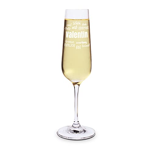printplanet® Graviertes Sektglas - Leonardo® Sektglas mit Gravur (mit Name oder Text personalisiert) - Design Positive Eigenschaften von printplanet
