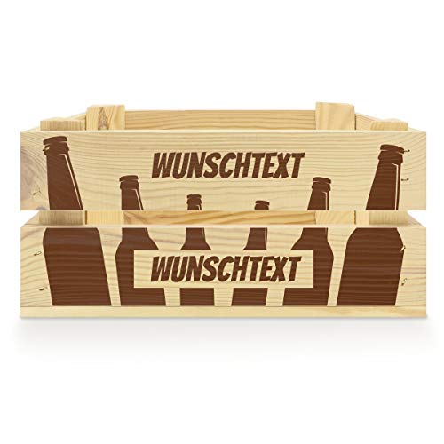 printplanet® - Holzkiste mit Name selbst gestalten - Holzkiste mit Text oder Wunschnamen Personalisieren und Bedrucken - Motiv : Bierkiste von printplanet