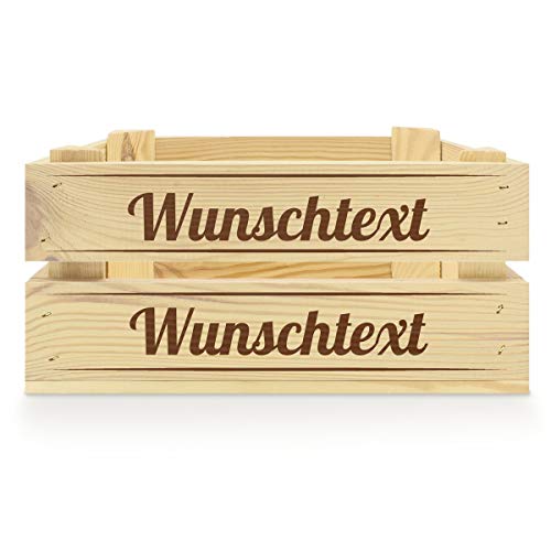 printplanet® - Holzkiste mit Name selbst gestalten - Holzkiste mit Text oder Wunschnamen Personalisieren und Bedrucken - Motiv : Klassisch von printplanet