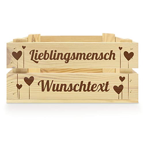 printplanet® - Holzkiste mit Name selbst gestalten - Holzkiste mit Text oder Wunschnamen Personalisieren und Bedrucken - Motiv : Lieblingsmensch von printplanet