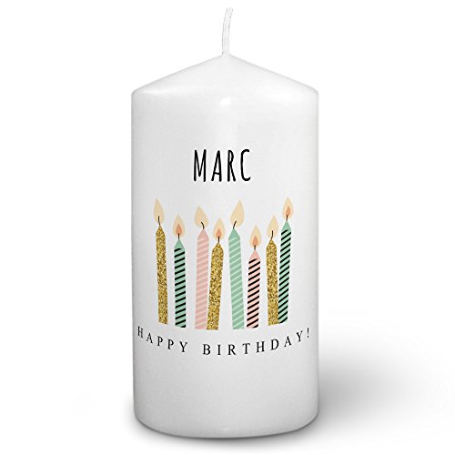 printplanet® Kerze mit Namen Marc - Fotokerze mit Design Happy Birthday - Wachskerze, Taufkerze, Hochzeitskerze von printplanet