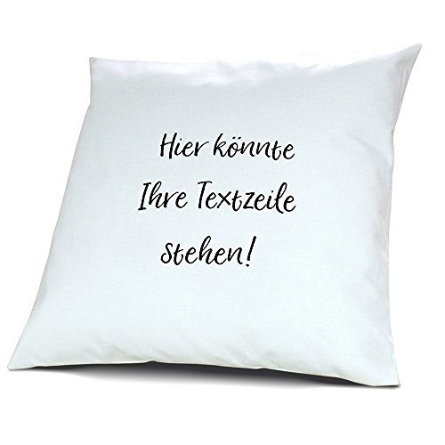 printplanet® - Kissen mit eigenem Text Bedrucken - 100% Baumwoll Kopfkissen selbst gestalten mit Namen oder Wunschtext - Kissenbezug inkl. Füllung von printplanet