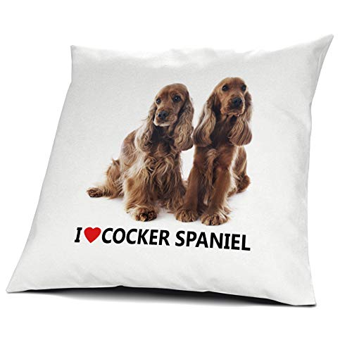 printplanet® Kopfkissen Cocker Spaniel, Kissen mit Füllung I Love Cocker Spaniel, 40 cm, 100% Baumwolle von printplanet