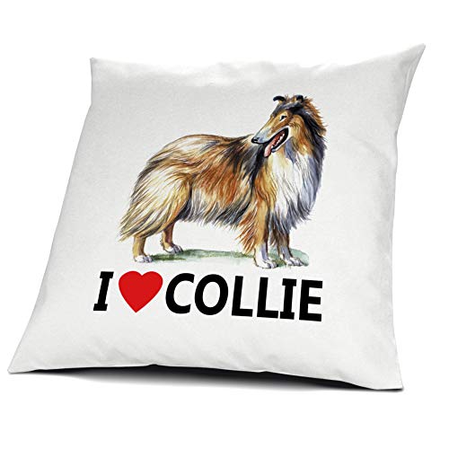 printplanet® Kopfkissen Collie, Kissen mit Füllung I Love Collie, 40 cm, 100% Baumwolle von printplanet