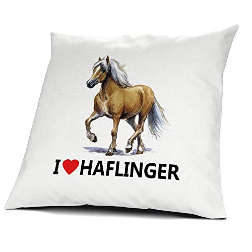 printplanet® Kopfkissen Haflinger, Kissen mit Füllung I Love Haflinger, 40 cm, 100% Baumwolle von printplanet