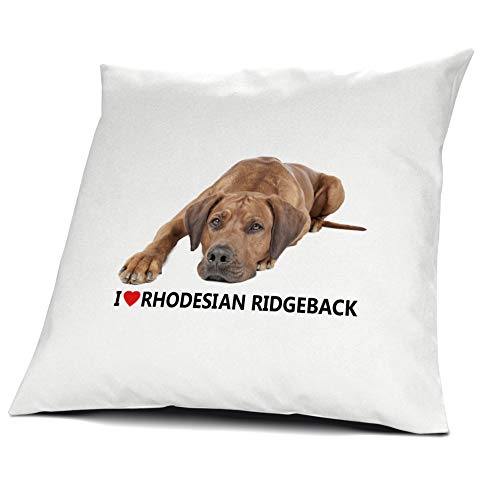 printplanet® Kopfkissen Rhodesian Ridgeback, Kissen mit Füllung I Love Rhodesian Ridgeback, 40 cm, 100% Baumwolle von printplanet