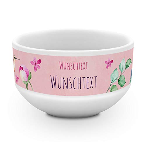 printplanet® - Müslischale mit Name oder Text Bedruckt - Müslischale Salatschale Obstschale Suppenschüssel selbst gestalten - Motiv: Kolibri von printplanet