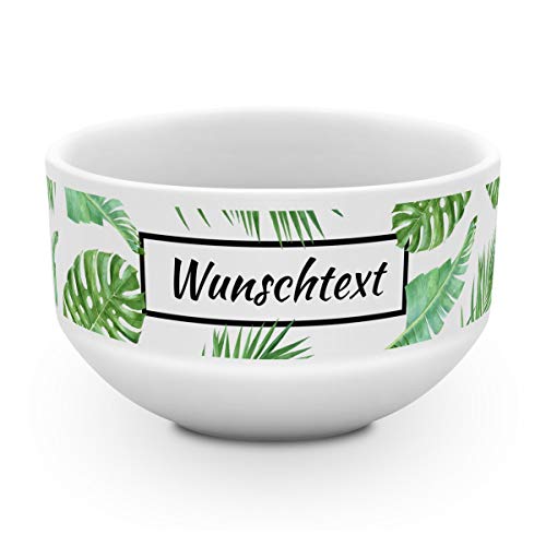 printplanet® - Müslischale mit Name oder Text Bedruckt - Müslischale Salatschale Obstschale Suppenschüssel selbst gestalten - Motiv: Palmenblätter von printplanet