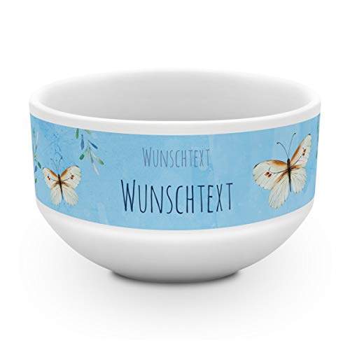 printplanet® - Müslischale mit Name oder Text Bedruckt - Müslischale Salatschale Obstschale Suppenschüssel selbst gestalten - Motiv: Schmetterlinge von printplanet