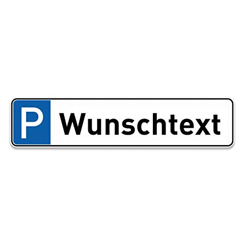 PrintPlanet® Parkplatzschild Privatparkplatz - Mit eigenem Text oder Kennzeichen - Schild aus 5 mm PVC Kunststoff - Größe 520 mm x 115 mm - Blau von printplanet